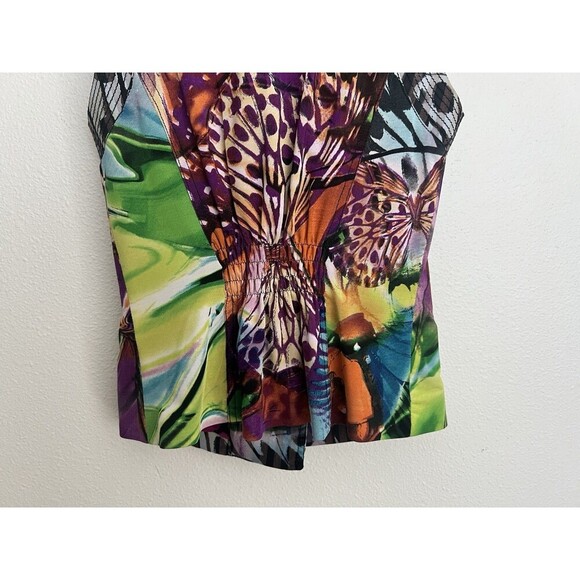 VTG Y2K Alberto Makali Sleeveless Moto Vest S Soft Grunge Butterfly Colorful Zip - Picture 7 of 11